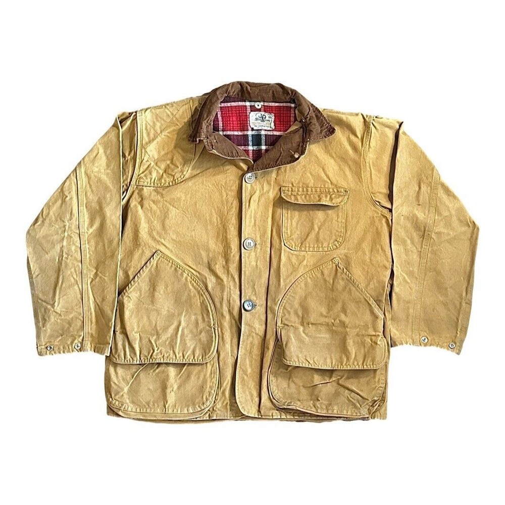 Vintage 60’s Black Sheep Flannel Insulated Canvas Hunting Jacket W/ Game Pouch